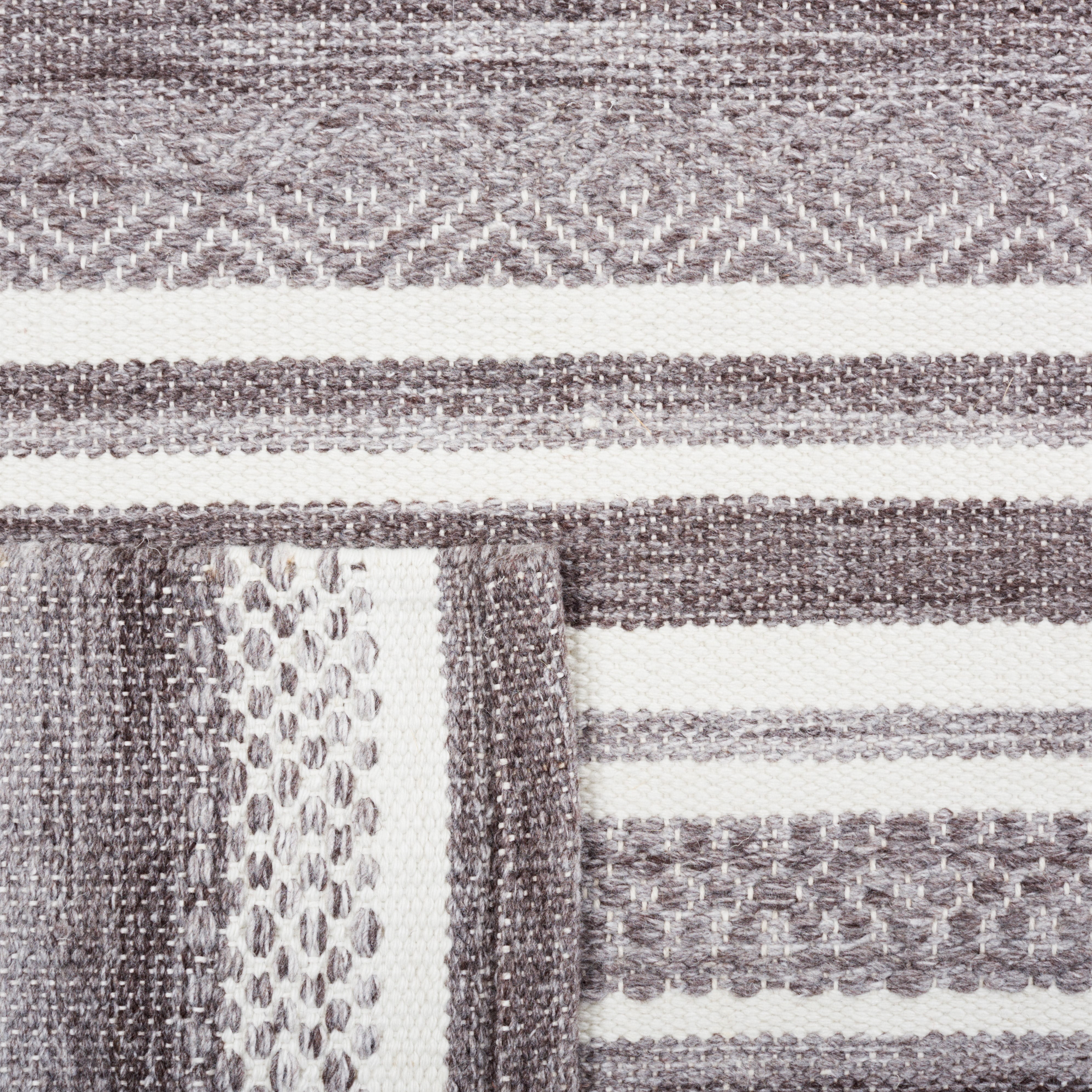 SAFAVIEH Striped Kilim Janel Striped Polyester Area Rug, Grey/Ivory, 8' x 10'