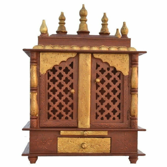MDF Wooden Pooja Mandir Hnindu Worshipping Temple Replica For Home Wall mounted