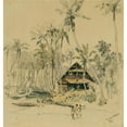 thumbnail image 2 of Joseph Selleny 12x13 Black Ornate Wood Framed Double Matted Museum Art Print Titled: The Missionary House on the Island of Puinipet (Ponape), Caroline Islands (1858), 2 of 5