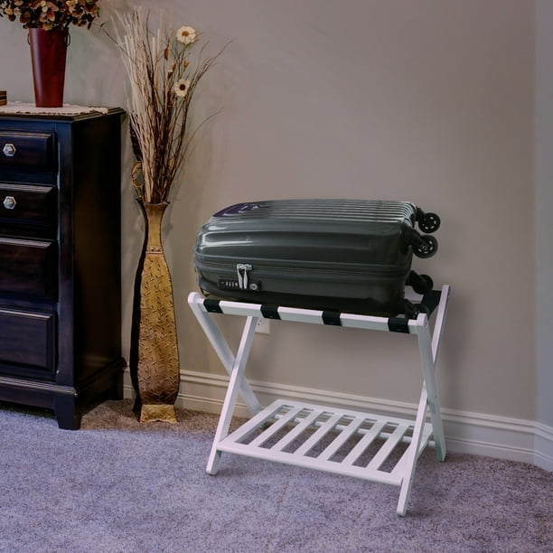 Casual Home Luggage Rack with Shelf White