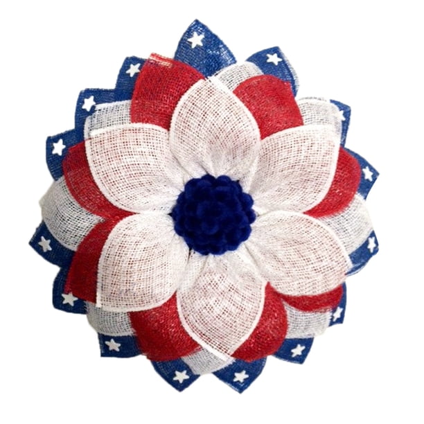 Fiudx Corona Patriótica con Diseño de Bandera Roja, Blanca y Azul, Decoración para El Día de Los Caídos y El Día de Los Veteranos, Versátil para Interiores y Exteriores, Ideal para Puerta de Entrada