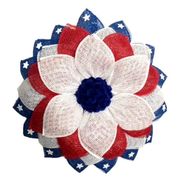Fiudx Corona Patriótica con Diseño de Bandera Roja, Blanca y Azul, Decoración para El Día de Los Caídos y El Día de Los Veteranos, Versátil para Interiores y Exteriores, Ideal para Puerta de Entrada