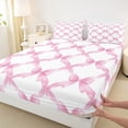 thumbnail image 3 of jejeloiu Kawaii Cartoon Bowtie Bed Sheets,Pink Bow Knot King Sheets For Girl 4pcs, 3 of 7