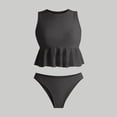 thumbnail image 4 of Sokhug Womens Ruffled Hem Two Piece Swimsuit High Neck Sleeveless Crop Top High Waisted Bottoms Bathing Suit, 4 of 7