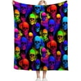 thumbnail image 2 of Skull Blanket Soft Warm Cozy Colorful Skeleton Blanket Fuzzy Plush Horror Throw Blanket Fleece Flannel Blanket Gift for Girls Boys Adults Couch Sofa 60"X50", 2 of 6