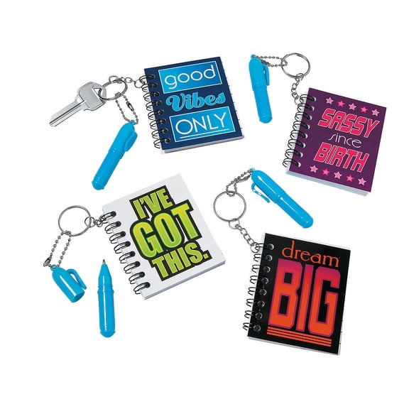 Mini Notebook W/Pen And Key Ring(12 Set) - Stationery - 12 Pieces