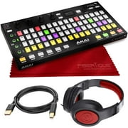 Akai Professional Fire Controller for FL Studio w/ 4x16 Velocity-Sensitive RGB Clip Matrix, OLED Display and FL Studio Fruity Fire Edition Software + Pro Headphones + High Speed USB Cable & Cleaning C