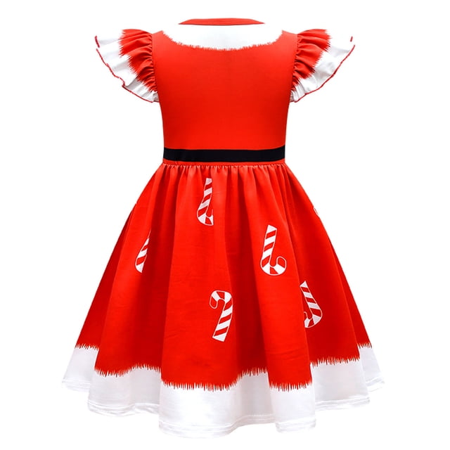 Gibobby Vestido de Navidad con capucha para niña Vestido cómodo para el con estampado de azúcar y animados de Navidad para Cosplay de manga voladora para niñas (Rojo, 7-8 años)