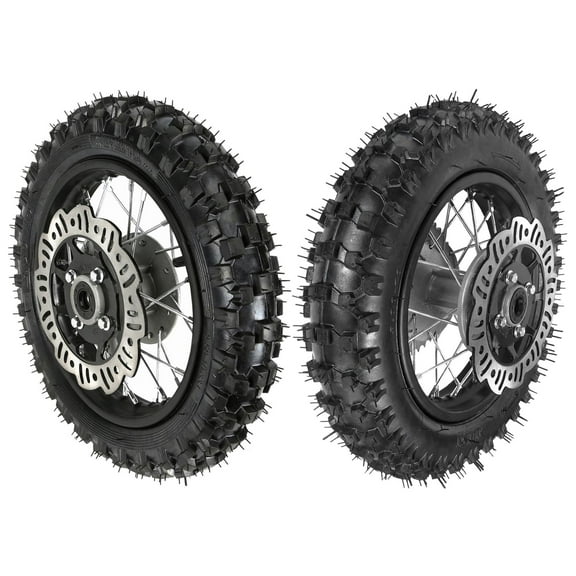 Front 2.50-10 Dirt Bike Tire & Rear 3.00-10 Tire 10" Tire Rim Wheels with Sprocket Disc Brake Kit for CRF50 XR50 SSR Apollo Taotao Coolster 50cc 70cc 90cc 110cc Pit Dirt Bike Motorcycle Off Ro