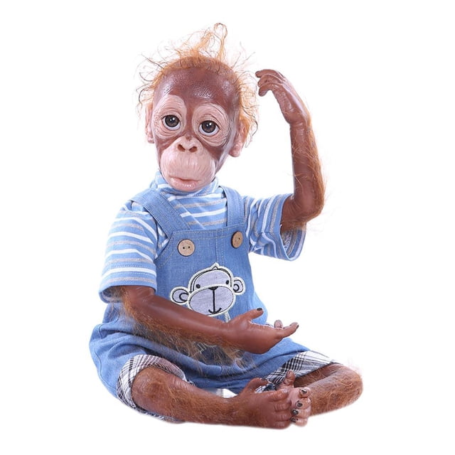Muñeca de mono bebé 20 pulgadas Sunnimix muñecas de orangután de silicona cuerpo suave tela hecha a mano azul