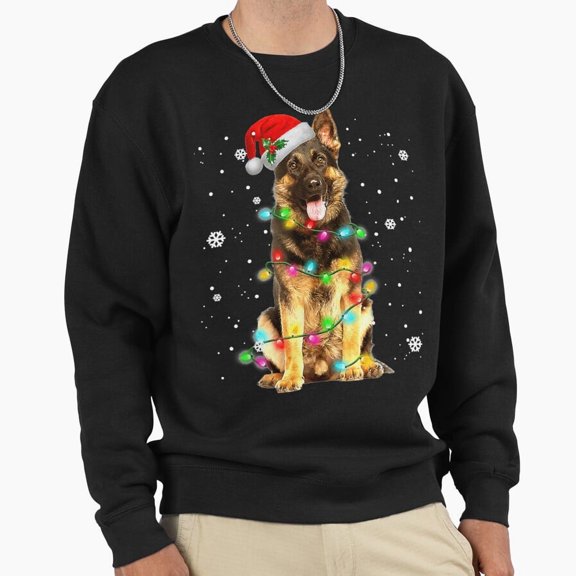 German Shepherd Dog Tree Christmas Sweater Retro Holiday Graphic Unisex Sweatshirt G13959, Up to Size 5XL