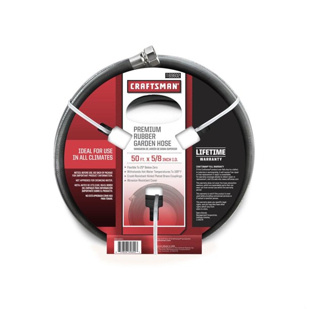 Craftsman Garden Water Hose 5/8 in. Diameter x 50 ft. Length All Rubber