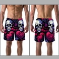 thumbnail image 3 of luoweisi Men's Beach Shorts Quick Dry Swim Trunks with Mesh Lining Couple Skulls XL, 3 of 5