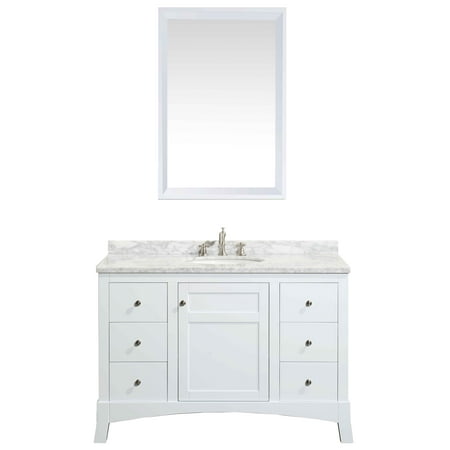 Eviva New York 42 White Bathroom Vanity With Marble Carrera Eviva New York 42 White Bathroom Vanity With Marble Carrera Counter Top