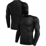 NELEUS Men Compression Shirts Workout Running Shirts Dry Fit Long Sleeve 3 Pack,Black,US Size M