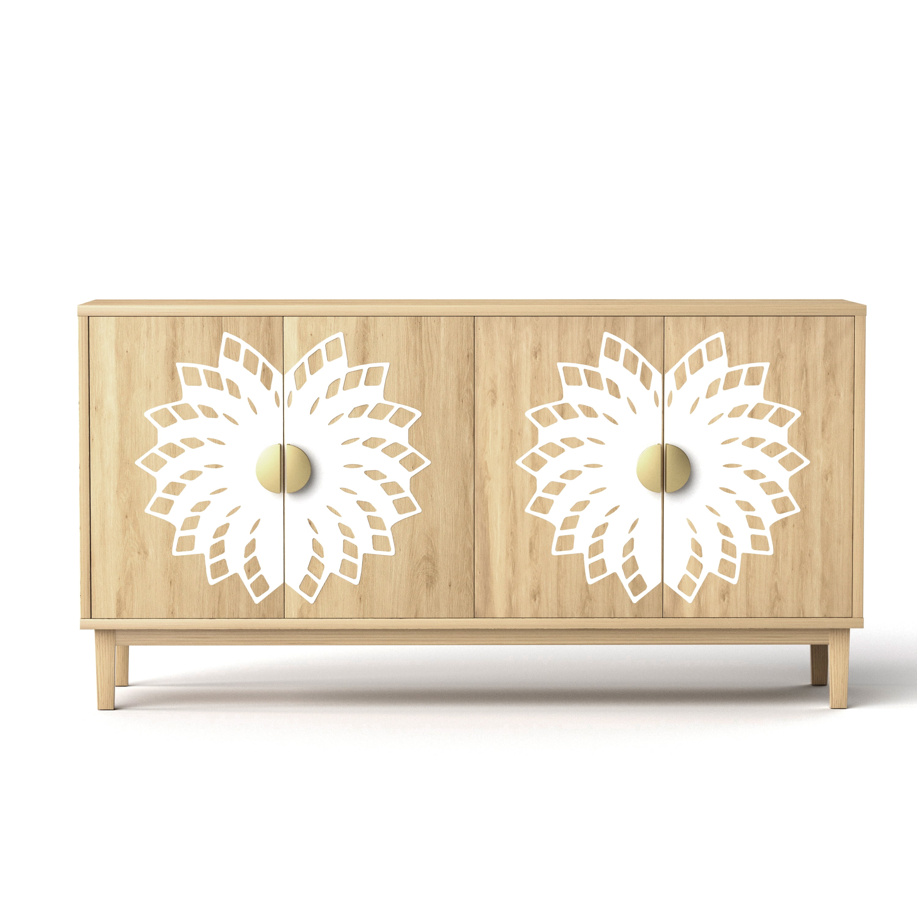 63"Sideboard/Dining Room Cabinet,Vintage-Style Decorative Storage Cabinet with Carved Doors,a Multifunctional Sideboard Ideal for Storage in Entryways,Living Rooms and Dining Rooms,63"L*15.7"W*32.7"H