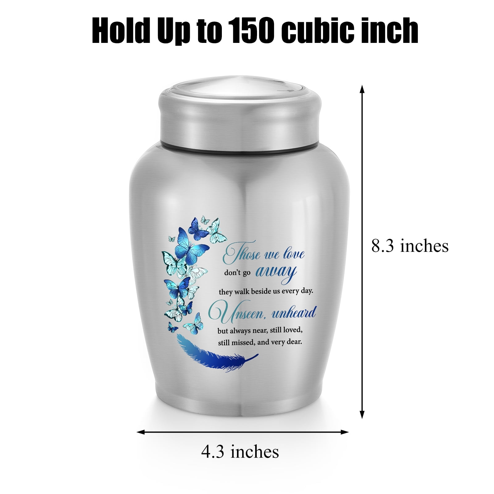 XIUDA Large Urns for Adult Male Female-Decorative Urns, Stainless Steel Funeral Keepsake for Ashes Remains Cremation Urn for Human Ashes for Women Man