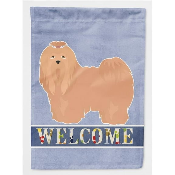 Tan Lhasa Apso Welcome Flag Canvas House Size