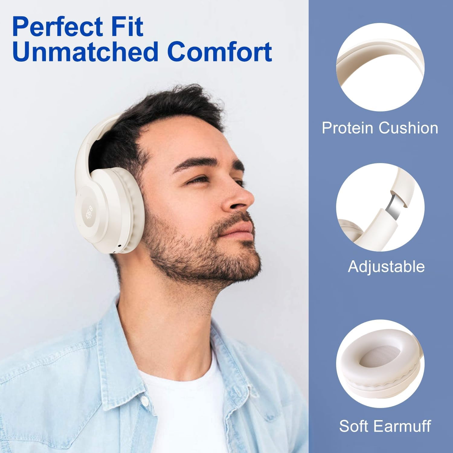 Rechargeable Portable FM Radio Headphones - High Sensitivity Reception, LED Display, Soft Ear Cushions, for Meetings, Work, Hiking, and Jogging