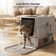 thumbnail image 6 of Extra Large Enclosed Cat Litter Boxes for Big Cats Multiple, Stainless Steel Litter Box with Lid, Metal Cat Litter Box with Mat, Easy to Clean, Silver Gray, 6 of 9