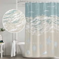 thumbnail image 5 of Blue Coastal Starfish Shower Curtain, Waterproof Shower Curtains for Bathroom, Summer Beach Ocean Abstract Art Washable Fabric Bathtub Curtain Set Bath Decor with 12 Hooks Long 72"x84", 5 of 8