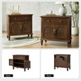 thumbnail image 4 of Tina's Home 27" Tall Traditional Storage Wood End Table with Charging Station & Adjustable Shelf, Side Table for Apartment and Living Room Walnut, 4 of 7