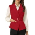 thumbnail image 2 of WCMZJ Womens Fashion 2024 Sleeveless Blazer Vest Spring Fall Casual Open Front Lapel V Neck Office Waistcoat Long Vests with Pockets Red L, 2 of 8