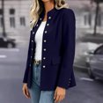 thumbnail image 6 of Plus Size Double Breasted Blazer For Women, Stand Collar Winter Wool Coat, Solid Color Formal Business Suit Jacket, Elegant Work Office Outerwear Navy 2XL, 6 of 8