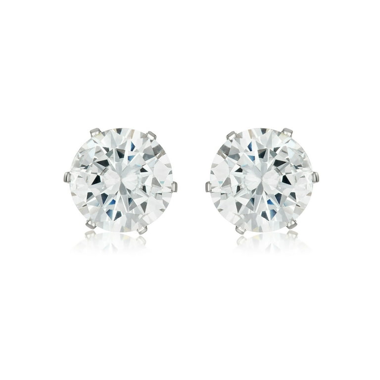 Coastal Jewelry Prong Set Cubic Zirconia Stud Stainless Steel