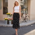 thumbnail image 4 of Asklazy Women’s Chiffon A-Line Maxi Skirt High Waisted Flowy Long Skirt Elastic Waist Business Casual Elegant Skirt for Work Office Daily Wear Summer,Black leave,2XL, 4 of 10