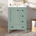 thumbnail image 5 of Harper & Bright Designs 24" Bathroom Vanity with Sink, Free Standing Single Basin Vanity Set with Drawers & Double-Layer Door Shelf, Wood Bathroom Cabinet with Ceramic Basin for Bathroom, Light Green, 5 of 19