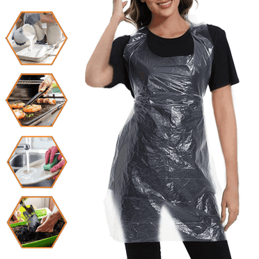 Disposable Aprons(100 Count),Plastic Apron for Party,Cooking,Housework,Picnic,Food Service,Individually Packaged,27.5" x 55"
