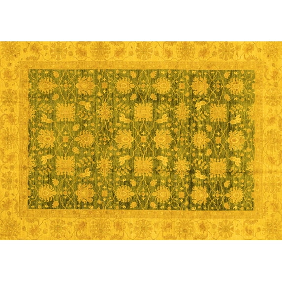 Ahgly Company Indoor Rectangle Oriental Yellow Modern Area Rugs, 6' x 9'