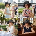 thumbnail image 7 of vlrwzc Satin Derby Church Hat With Rhinestone Bow Wedding Tea Party Hat, 7 of 7
