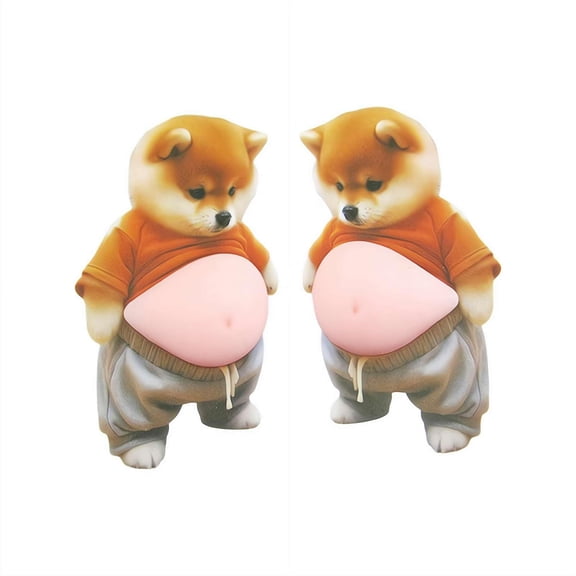 3pcs Dog Belly Sticker, Anti-Scratch Protection Corgi Stickers, 3D Soft Belly Pinch Toys for Car Door & Fridge Door (A)