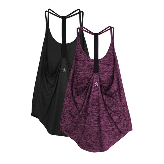 icyzone Workout Shirts Yoga Tops T-Back Running Tank Top