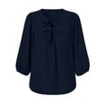 thumbnail image 6 of DxhmoneyHX Womens 3/4 Sleeves Tops 2026 Crew Neck Bow Tie Front Blouse Dressy Casual Top Lightweigh Elegant Loose Ladies Shirts, 6 of 6
