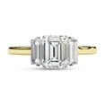 thumbnail image 2 of Three Stone Engagement Ring Foe Women | Center 7x5mm Emerald Cut Lab Created Moissanite Promise Rings in 14K Solid Yellow Gold Jewelry Gift for Her, Ring Size 6, 2 of 6