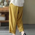 thumbnail image 7 of Summer Savings Clearance! Edvintorg Korean Style Clothes Fashion Women Cotton And Linen Summer Pants Casual Solid Elastic Waist Pocket Loose Harem Pants With Drawstring Yellow XL, 7 of 7