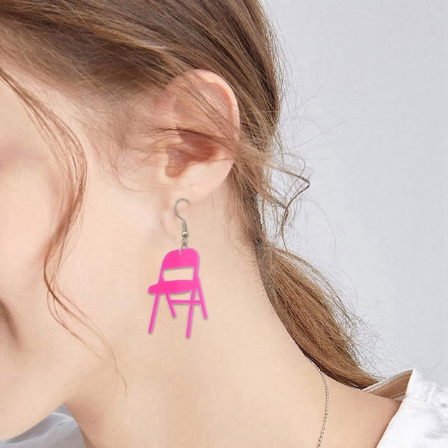 Boucles d'Oreilles pour Femmes Plates Uniques Empilables Chaise Pliante Boucles d'Oreilles Colorées Chaise Acrylique Pendentif Boucles d'Oreilles Chaise Pliante Boucles d'Oreilles Bijoux Boho