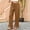 Brown, variant on Satingcolo Linen Pants Women Wide Leg Ruffle Hem Pull On High Waisted Elastic Waist Cropped Ankle Casual Beach Summer Pants Wine 2XL