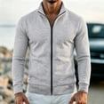 thumbnail image 4 of XRoczxe Men's Full Zip Up Track Jacket, Stand Collar Solid Color Sweatshirt, Casual Long Sleeve Lightweight Coat with Pockets for Spring Fall Daily Wear, 4 of 7