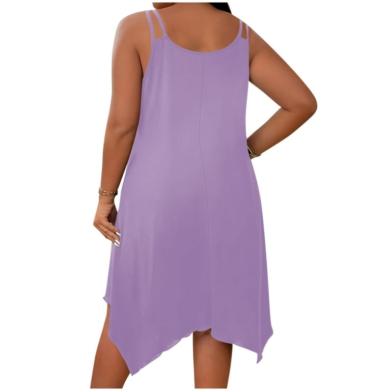 Blmnix Sexy Party Dresses for Women Slip Dress Mini Plus Size Skirts Purple  Crew Neck Sleeveless Party Dress,XXL - Walmart.com