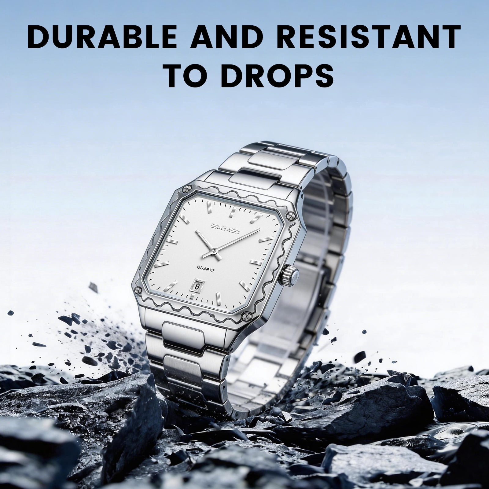 SKMEI Watches for Men Fashion Business Mens Watch Analog Quartz Big Face Luxury Classic Stainless Steel Waterproof Luminous Wristwatch