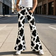thumbnail image 2 of Yuncity Girls Flare Jeans Fashionable Animal Print Wide Leg Comfy Girls Wide Leg Pants Denim Pants Size White, 2 of 5