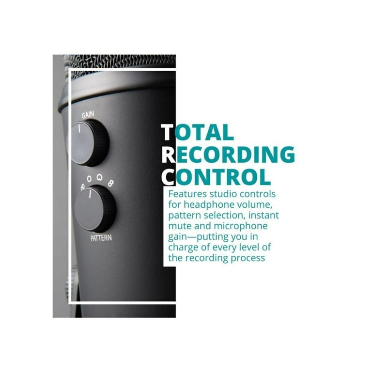 Blue Yeti Blackout USB Studio Microphone with Knox Gear