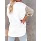 thumbnail image 5 of Sonducket Abrigo de mujer Botón de bloque de color Camisa cálida Otoño Invierno Solapa de pana Blusa informal cálida Prendas para la parte del cuerpo Blanco+gris+caqui 3XL, 5 of 6
