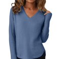 thumbnail image 1 of Breezora Chandail à Col Rond pour Femmes à Manches Longues Automne 2025 Tendance Grande Taille pour la Mode Quotidienne TTTG Taille Bleu, 1 of 4