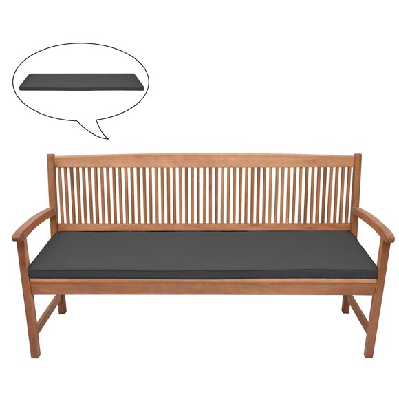 Outdoor Bench Pad Waterproof Fabric 3 Seater Garden Swing Cushion Dark grey