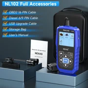 NEXAS Heavy Duty Truck OBD2 Scanner 2 in 1 Full System Diesel HD OBD Diagnostic Code Reader with Live Data Battery Monitor